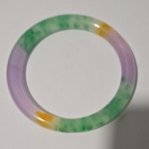 Colorful Green Lavender Jade-Style Bangle Bracelet